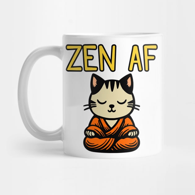 Cute Zen AF Meditating Cartoon Monk Cat (color version) by Elvdant